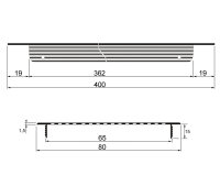 Lüftungsgitter LG-4008 AA eloxiert Stegblech 400 x 80 mm Zuluft Abluft Türgitter