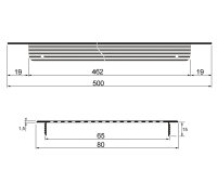 Lüftungsgitter LG-5008 AA eloxiert Stegblech 500 x 80 mm Zuluft Abluft Türgitter