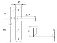 Edelstahl Türbeschlag Modell Hit II Langschild PZ Türdrücker
