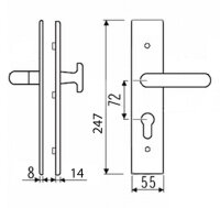 Edelstahl Wohnungstür Schutzbeschlag 50120 WE-72 mm mit Knauf und ZA Türdrücker