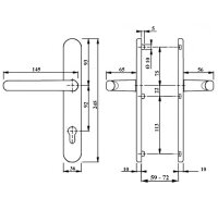 Schmalrahmen Türbeschlag SRG 1604 Braun PZ 92mm Dr/Dr Türklinke Türdrücker