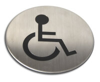 Edelstahl Türschild Behinderten Bereich 75 mm...