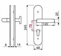 Wohnungstür Schutzbeschlag Security 302 Chrom WE-72 mm mit ZA Türdrücker