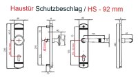 Massiv Messing Haustür Schutzbeschlag Helena Prime LS Nickelmatt Hs 92 mit Knauf