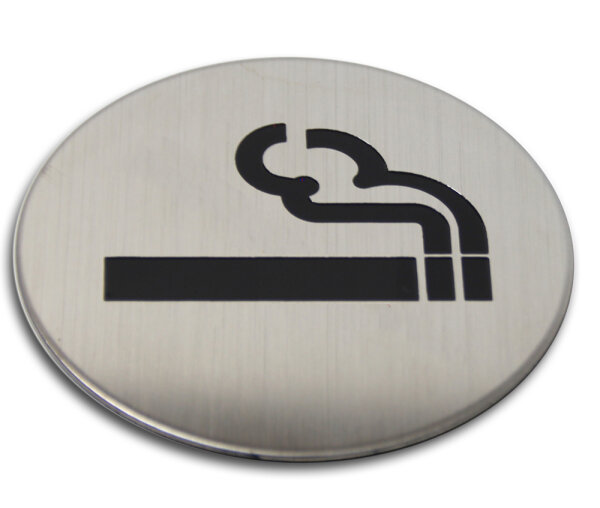 Edelstahl Türschild Raucher Bereich 75 mm Hinweisschild Piktogramm