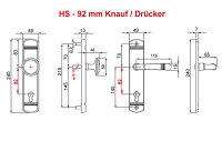 Haustür Schutzbeschlag Helena LS Nickelmatt HS 92 mm mit Knauf - ZA Türdrücker