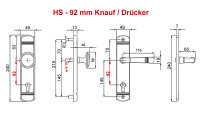 Haustür Schutzbeschlag Helena LS Antik Grau HS 92 mm mit Knauf - ZA