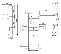 Schmalrahmen Türbeschlag SRG 2098 Alu F1 PZ 92mm Kn/Dr mit ZA Türklinke Türgriffe