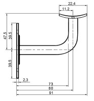 Handlaufhalter Set 4 Stück HLH 1103 Weiss gewölbte Auflage Handlaufträger