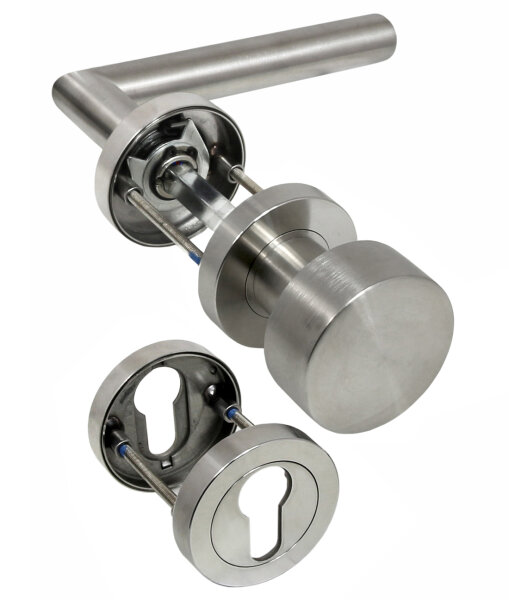 Edelstahl V2A Türbeschlag 1680-L R WE Links Kn/Dr Schraubrosette Türklinke Türdrücker
