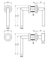 Edelstahl V2A Türbeschlag 1680-L R WE Links Kn/Dr Schraubrosette Türklinke Türdrücker