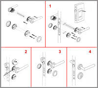 Edelstahl V2A Türbeschlag 1680-L R WE Links Kn/Dr Schraubrosette Türklinke Türdrücker
