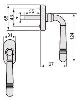 Massiv Messing Fenstergriff Set FG Helena Prime 0950 Nickelmatt Fensterbeschlag