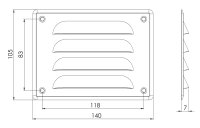 Lüftungsgitter LG-14105 BL Schwarz 140 x105...